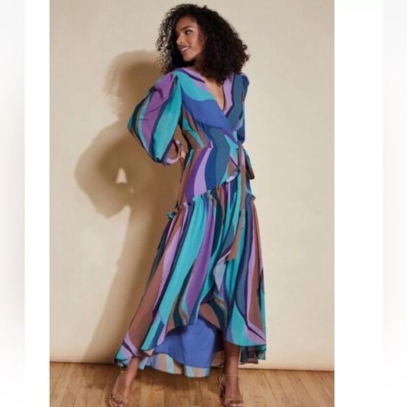Hutch Multicolor Maxi Geo Wrap Dress - Picture 1 of 11